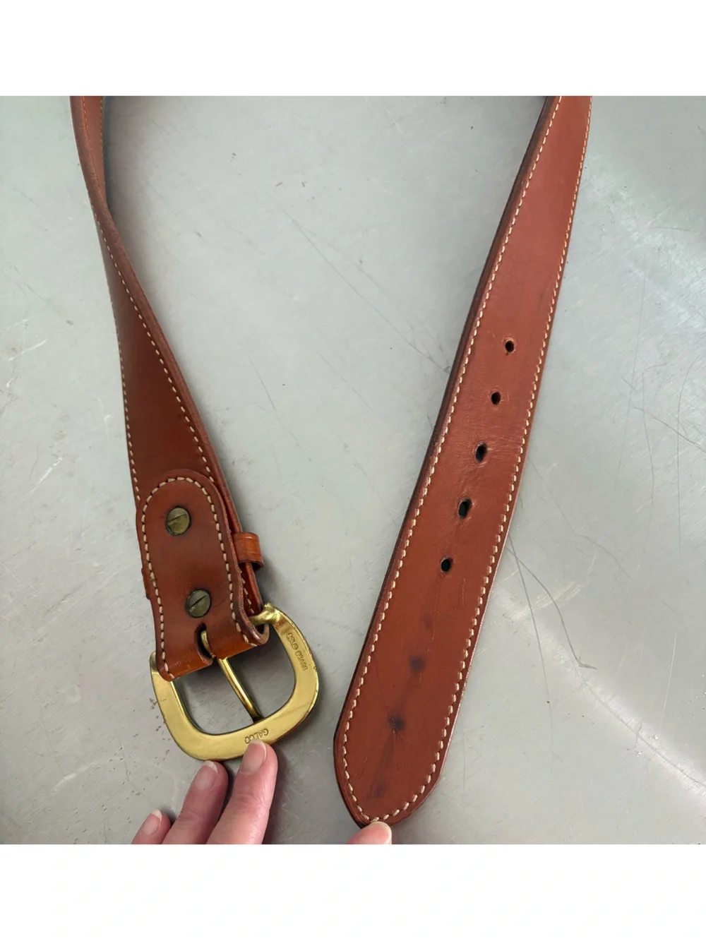 Galco SB5 made in USA thick leather belt real brass buckle 40